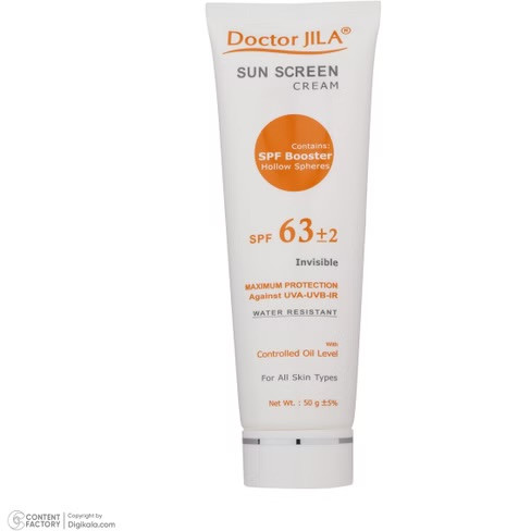 کرم ضد آفتاب بی رنگ با SPF 63 دکتر ژیلا ۵۰ میل